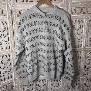 Liberty Old Glory Grandpa Chunky Sweater M Cotton Green Blue Red Cosby Vintage